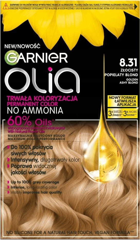 GARNIER_Olia farba do włosów 8.31 Golden Ashy Skirtas šviesiems plaukams