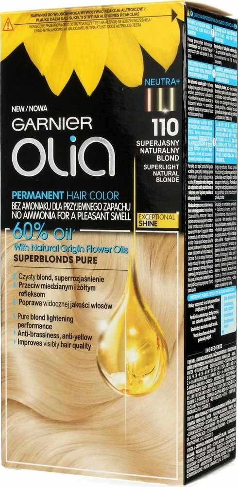 Aliejaus pagrindo ilgalaikiai plaukų dažai be amoniako Garnier Olia 110 Superlight Natural Blon de