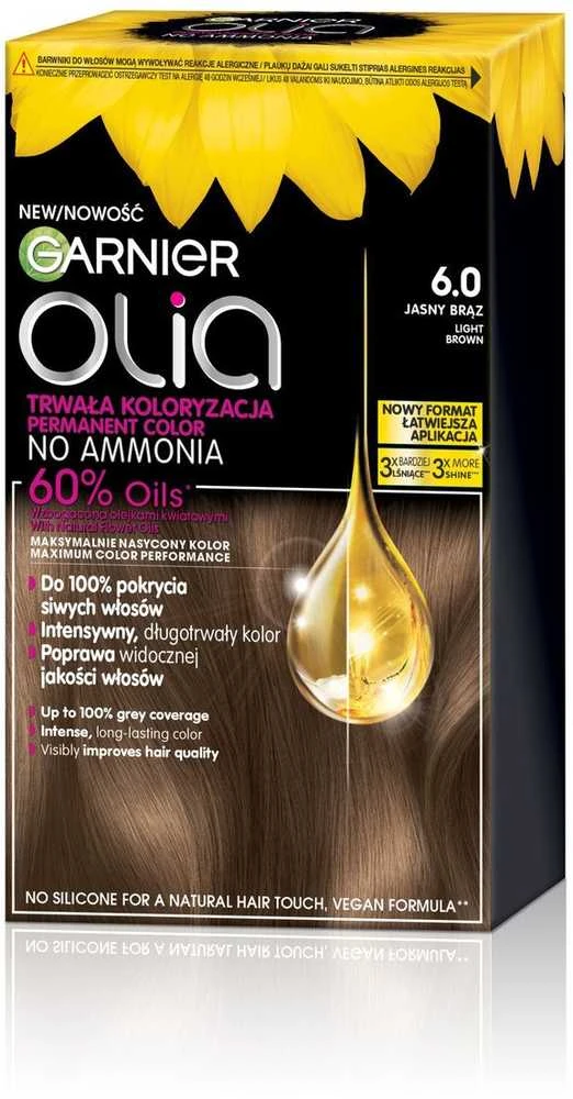 Garnier Olia 6.0 šviesiai ruda plaukų dažų dėžutė
