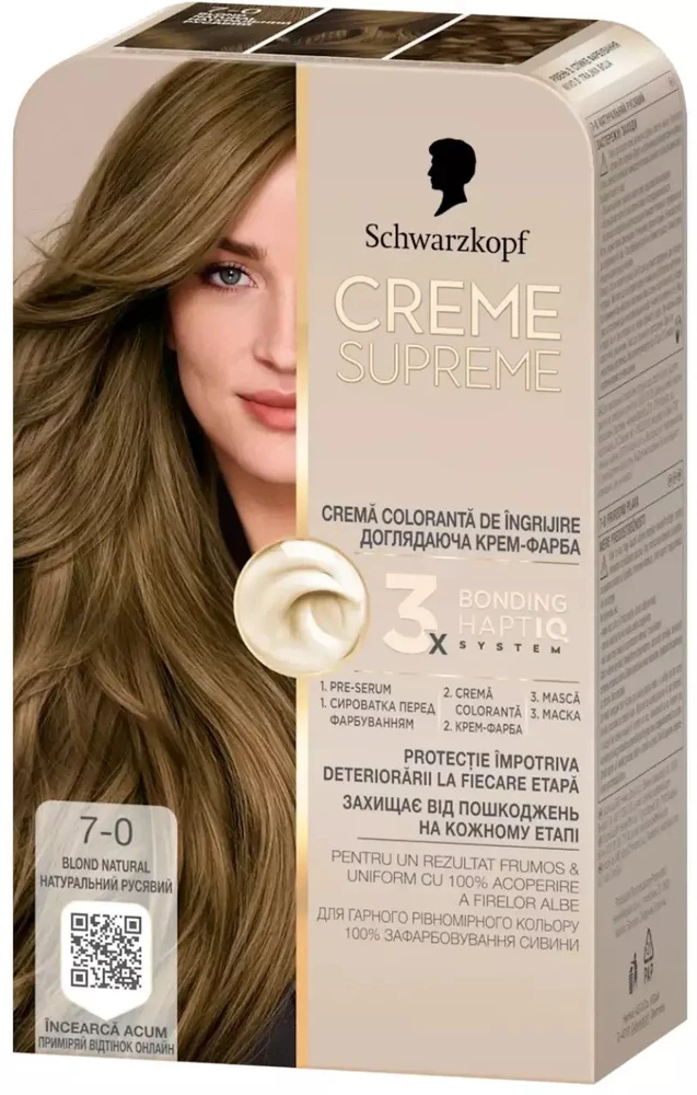 Garnier SCHWARZKOPF Creme Supreme Farba do włosów odcień 7-0 Natural Dark Skirtas šviesiems plaukams
