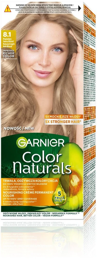 GARNIER Color Naturals plaukų dažai Nr. 8.1 - Peleniniai šviesiai blondinai 1 pak