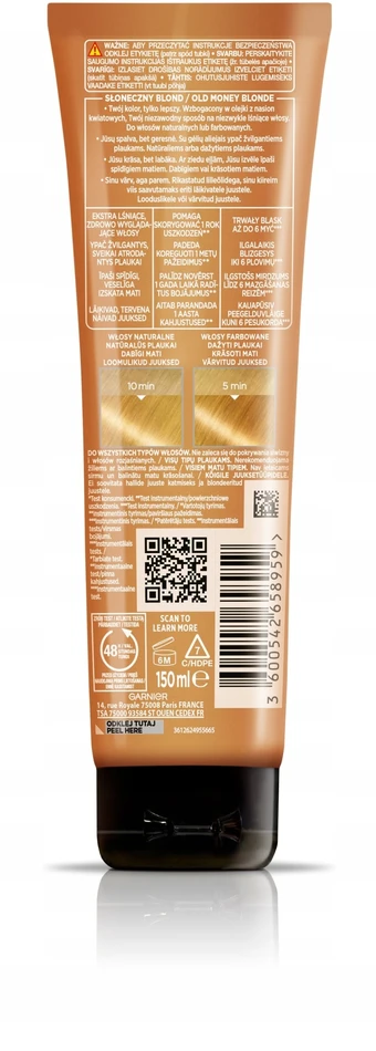 Garnier Olia Gloss Sunny - galinė produkto pakuotės pusė
