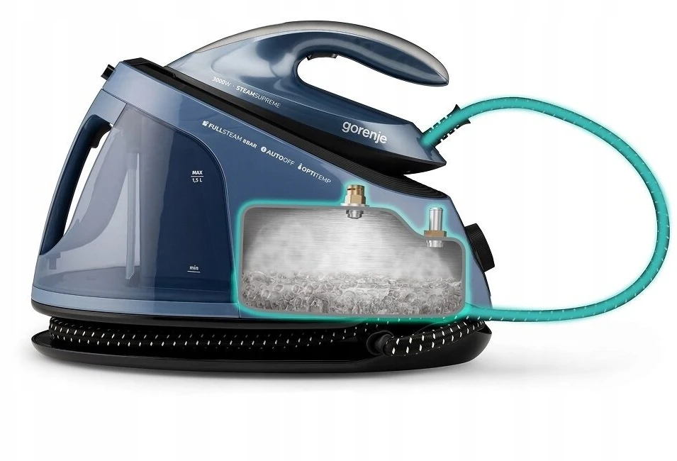 „Gorenje“ garų generatorius | SGD3000BBK | 3000 W | 8 barai | 1,5 l | Automatinis išsijungimas | Vertikalaus garinimo funkcija | Kalkių šalinimo funkcija | Mėlyna/Juodas