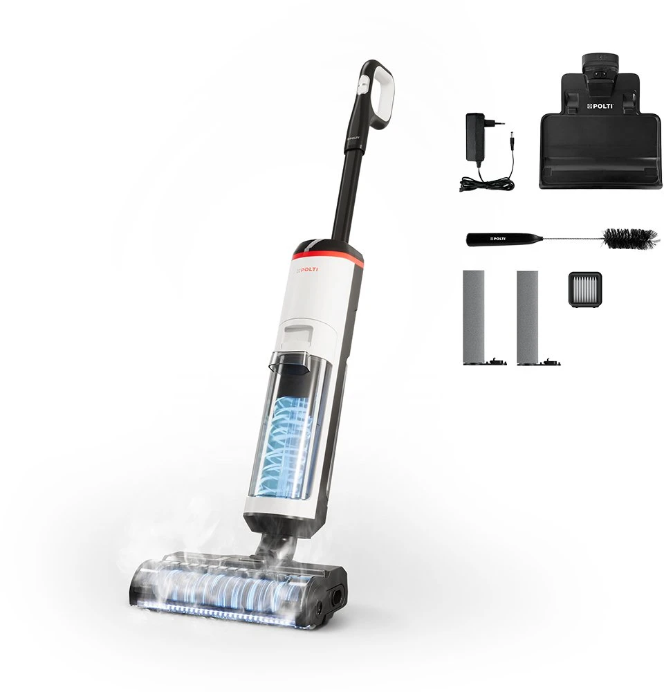 Dulkių siurblys Polti Cordless Garinis valytuvas | RollySteam WD30C | Power 450 W | Vanduo tank capacity 0.6 L | Baltas/Juodas