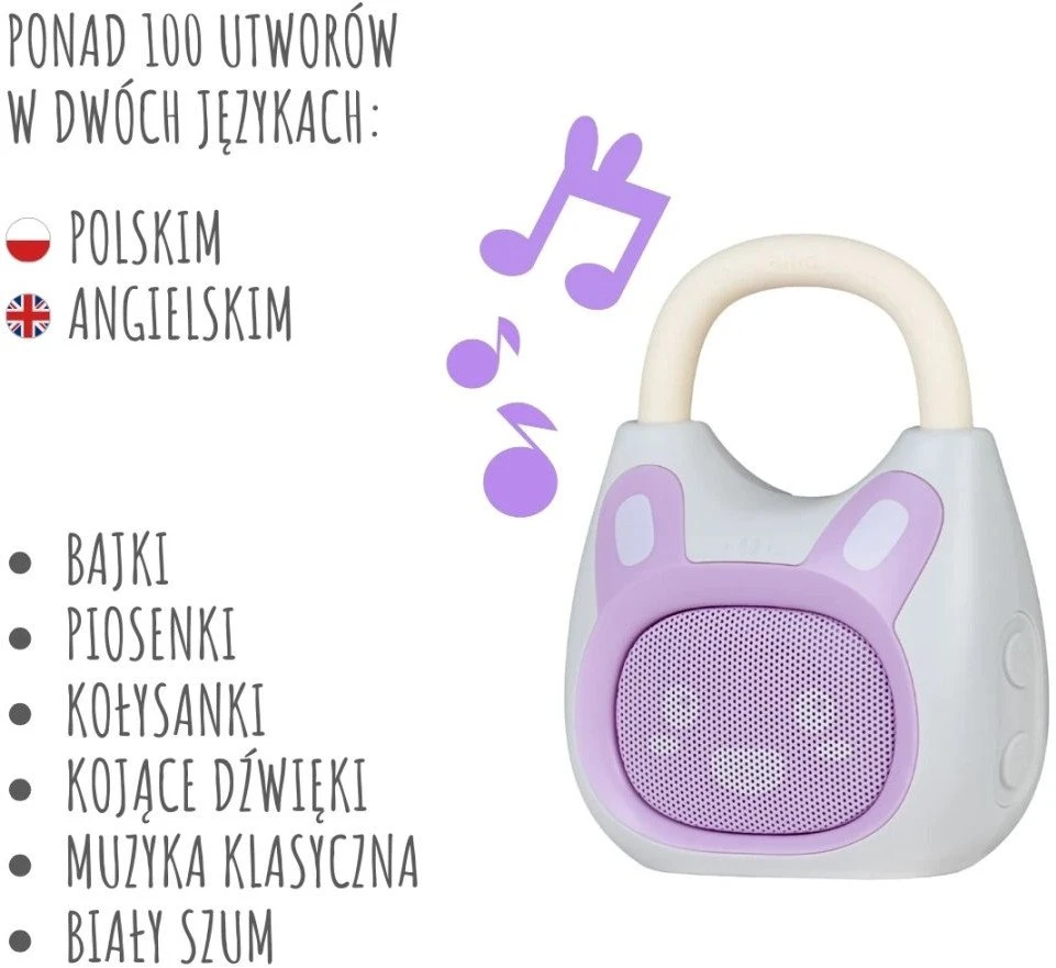 Alilo Pocket Bunny K1 - MP3 grotuvas su Bluetooth - violetinė