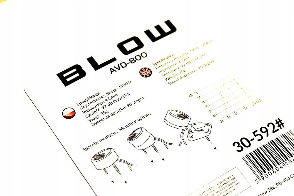 BLOW AVD-800 garsiakalbių techninė specifikacija