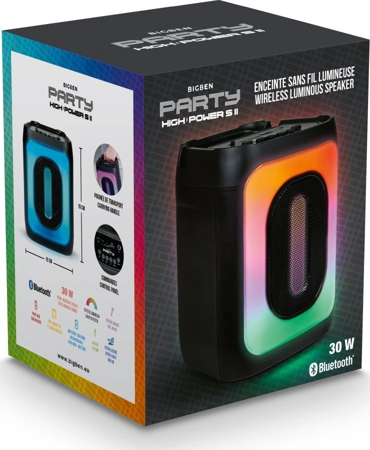 Big Ben Garsiakalbis - Bigben Party Luminous BT 30w, Aux, Usb, Sd, Šviesos Efektai, Juodas.