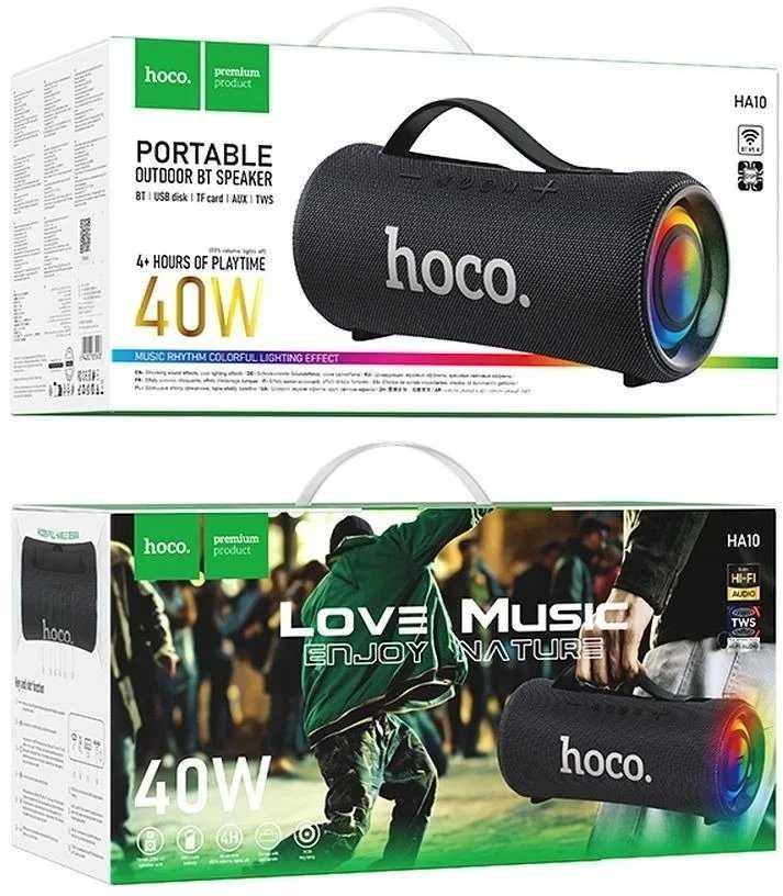Bluetooth nešiojamas garsiakalbis Hoco HA10 40W juodas