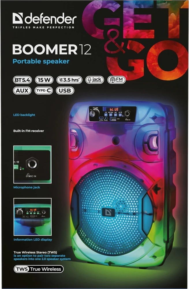 Kompiuterio kolonėlės Defender Nešiojama kolonėlė DEFENDER BOOMER 12 BLUETOOTH 15W