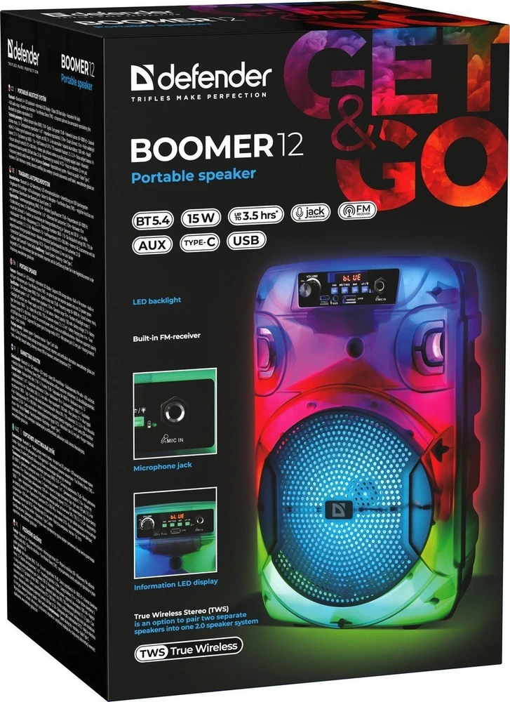 Kompiuterio kolonėlės Defender Nešiojama kolonėlė DEFENDER BOOMER 12 BLUETOOTH 15W