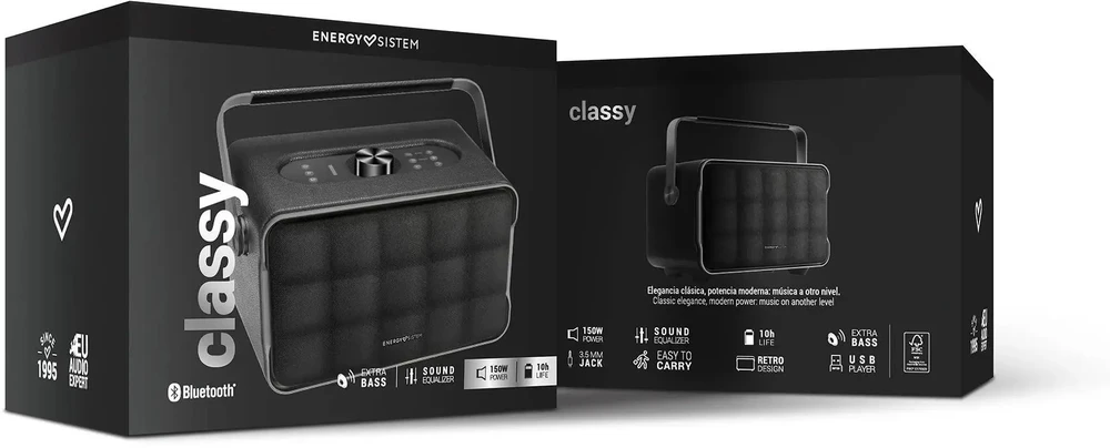 Energy Sistem Classy Speaker | 150 W | Bluetooth | Juodas | Portable | Belaidė jungtis