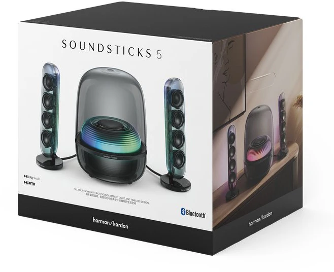 „Harman Kardon SoundSticks 5“ „Bluetooth“ garsiakalbiai, juodi
