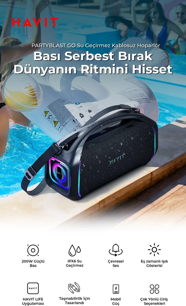 Havit SK910BT - 100W wireless Bluetooth garsiakalbis (juodas)