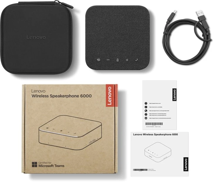 Lenovo | Speakerphone | 6000 | Su mikrofonu | Bluetooth | Juodas