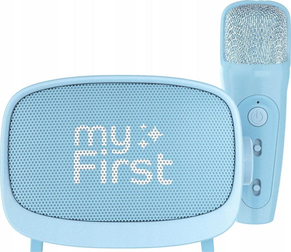 Carruzzo Mėlyna myFirst Voice 2 - komplektas do karaoke vaikams - mikrofon i głośnik belaidis su efektami modyfikacji dźwięku (mėlynas)