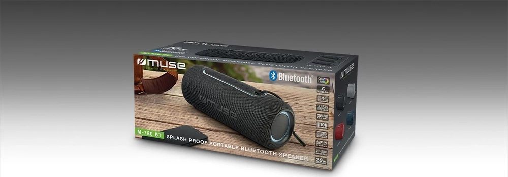 Muse | M-780 BT | Speaker Splash Proof | Atsparus vandeniui | Bluetooth | Belaidė jungtis | Portable | Juodas