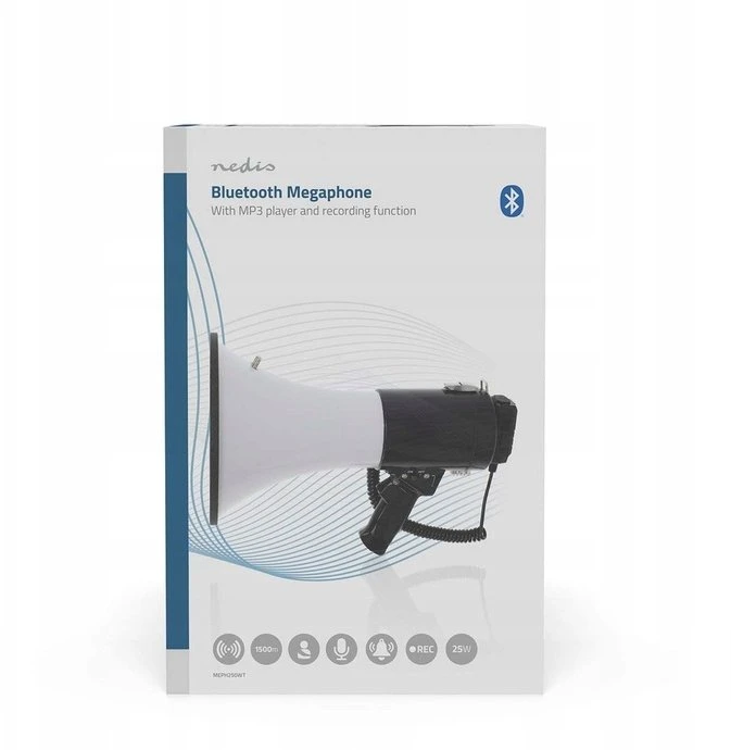 NEI Megaphone Nedis 1500m Recording 120dB Juodas/Baltas