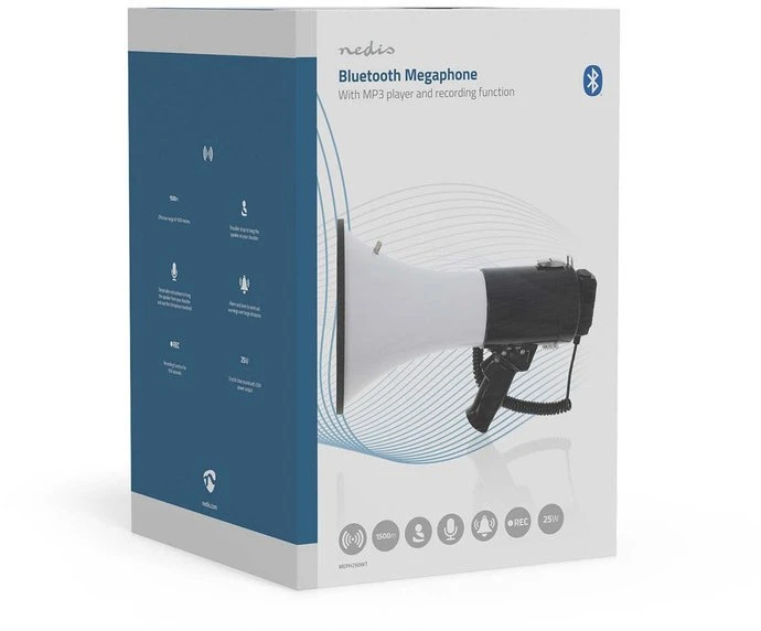 NEI Megaphone Nedis 1500m Recording 120dB Juodas/Baltas