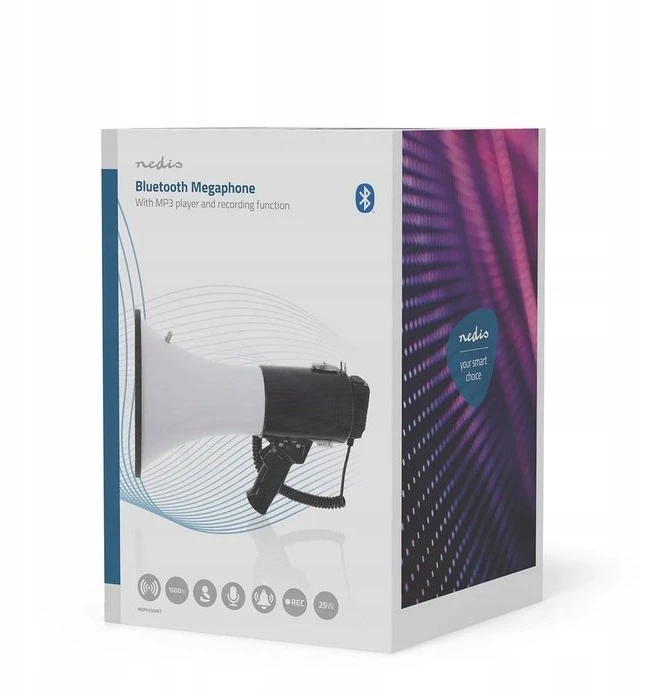 NEI Megaphone Nedis 1500m Recording 120dB Juodas/Baltas