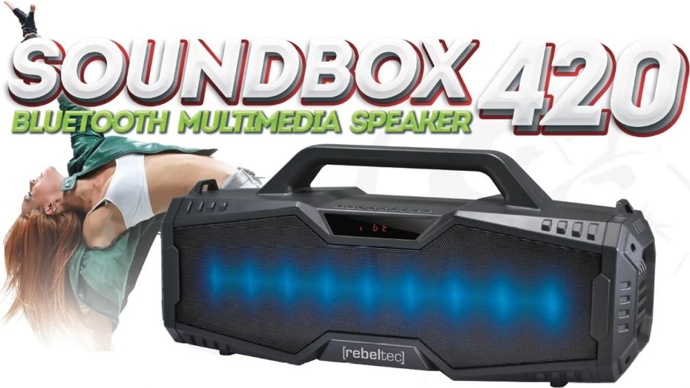 Rebeltec mėlynos spalvos bluetooth garsiakalbis SoundBOX 420 juodas