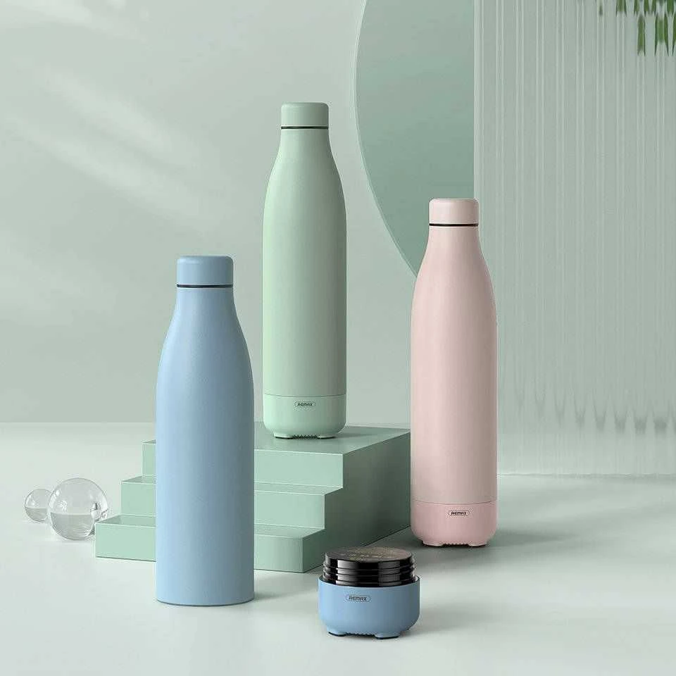 Remax Termosas su belaide kolonėle 500ml RB-M5 BLUETOOTH 5.0 rožinės spalvos
