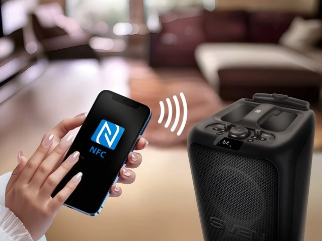 Nešiojama garso kolonėlė SVEN PS-1000, juodas, galia 2x80W (RMS), TWS, Bluetooth, FM, USB, LED ekranas, ličio baterija
