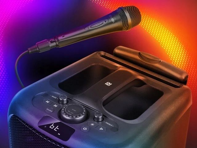 Nešiojama garso kolonėlė SVEN PS-1000, juodas, galia 2x80W (RMS), TWS, Bluetooth, FM, USB, LED ekranas, ličio baterija