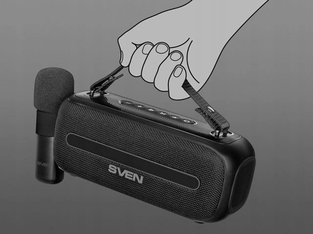Speaker SVEN PS-255, juodas (12W, Bluetooth, FM, USB, karaoke mic, 3600mAh)