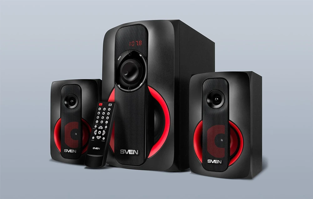 Speakers SVEN MS-304, juodas (40W, FM, USB/SD, Ekranas, RC, Bluetooth), SV-015602