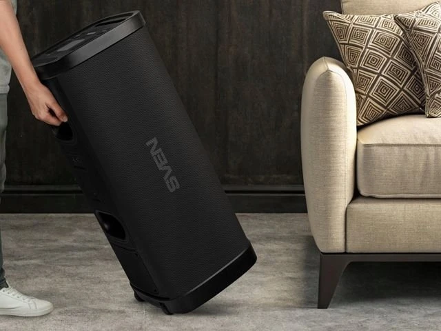 Garsiakalbis vakarėlių dėžutė SVEN PS-1250, juodas (300W, TWS, IPx4, Bluetooth, FM, USB, Micro SD, LED ekranas, 13500mAh)