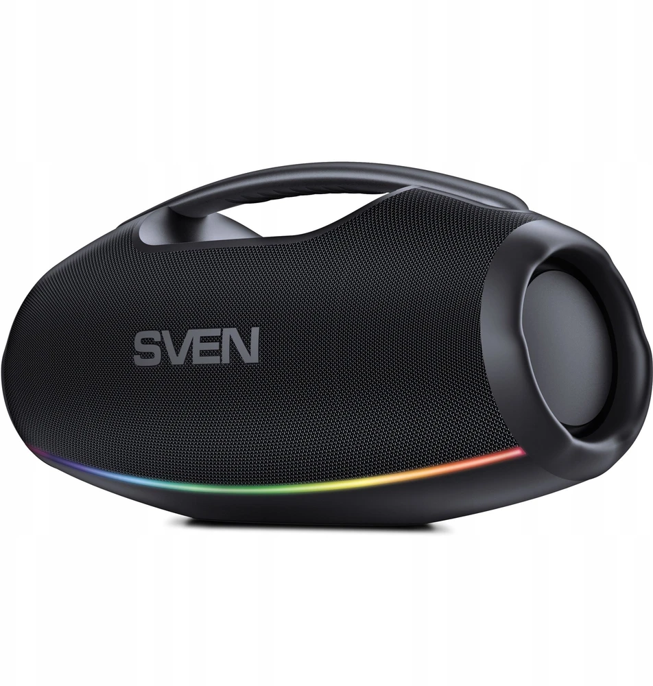 Portable speaker SVEN PS-990, juodas, power output 180W (RMS), TWS, Bluetooth, RGB backlight, Atsparus vandeniui (IPx7), USB, Lithium battery, Baterija life – iki 16 hours