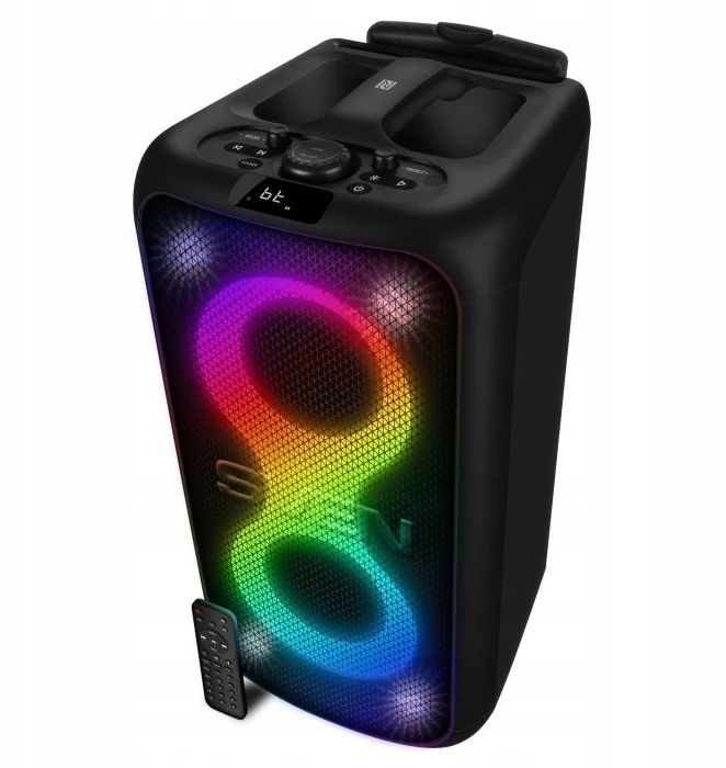 Nešiojama garso kolonėlė SVEN PS-1000, juodas, galia 2x80W (RMS), TWS, Bluetooth, FM, USB, LED ekranas, ličio baterija