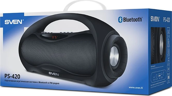 Garsiakalbis SVEN PS-420, juodas (12W, Bluetooth, FM, USB, Micro SD, LED ekranas, 1800mA*h), SV-015220
