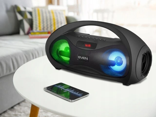 Garsiakalbis SVEN PS-425, juodas (12W, Bluetooth, FM, USB, Micro SD, LED-ekranas, 1500mA*h); SV-019624