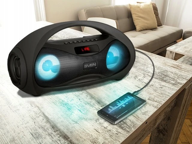 Garsiakalbis SVEN PS-425, juodas (12W, Bluetooth, FM, USB, Micro SD, LED-ekranas, 1500mA*h); SV-019624