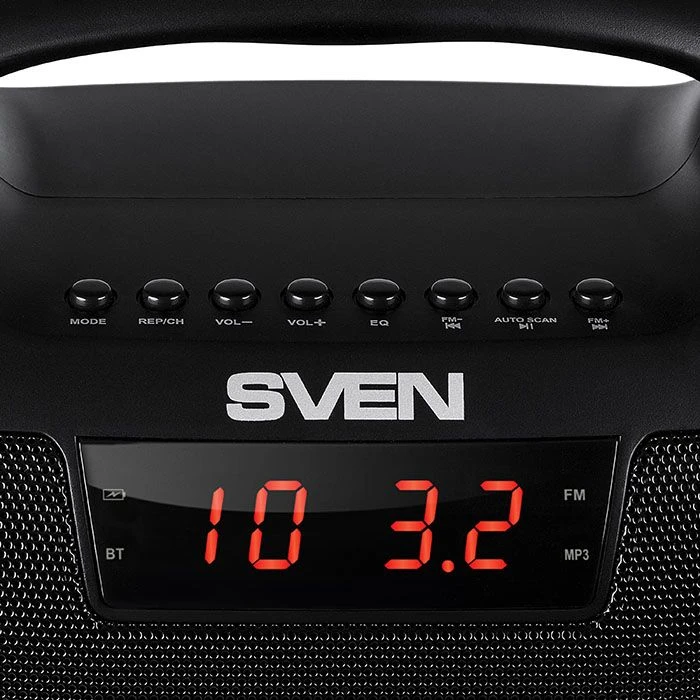 Garsiakalbis SVEN PS-460, juodas (18W, Bluetooth, FM, USB, Micro SD, LED ekranas, 1800mA*h), SV-015237