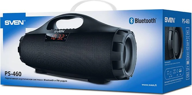 Garsiakalbis SVEN PS-460, juodas (18W, Bluetooth, FM, USB, Micro SD, LED ekranas, 1800mA*h), SV-015237