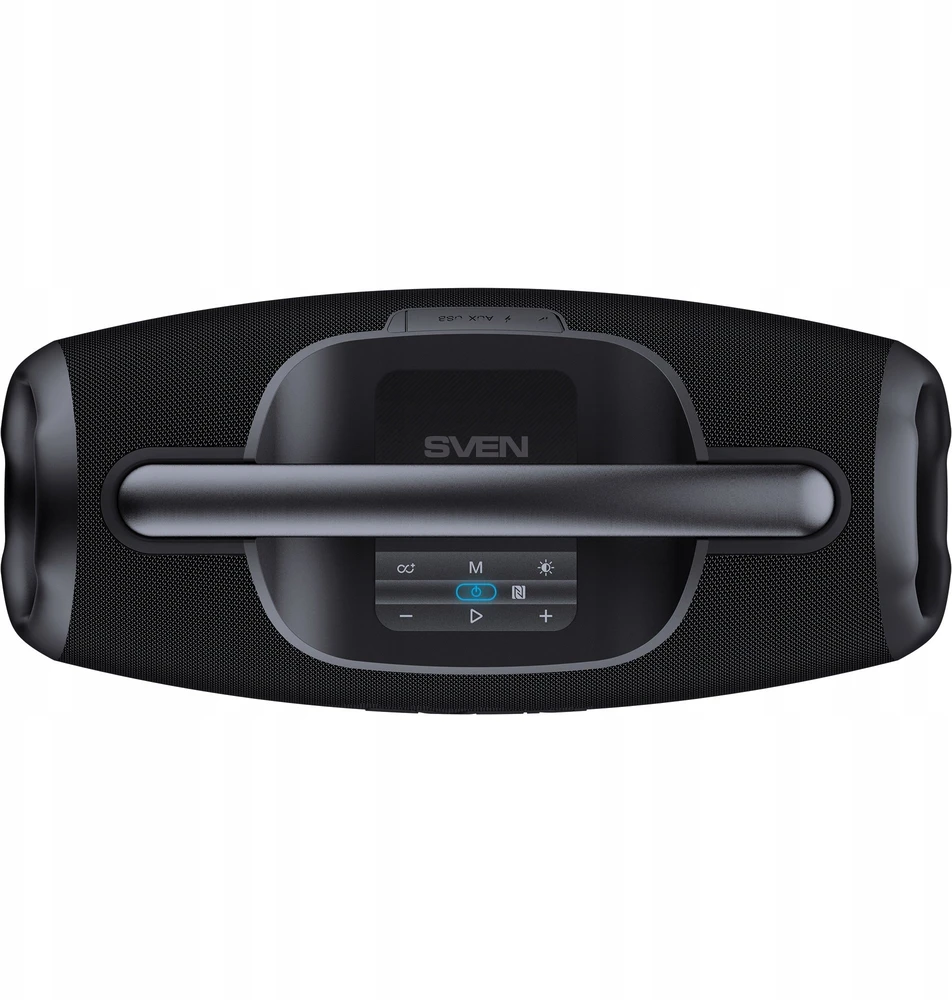 Portable speaker SVEN PS-990, juodas, power output 180W (RMS), TWS, Bluetooth, RGB backlight, Atsparus vandeniui (IPx7), USB, Lithium battery, Baterija life – iki 16 hours