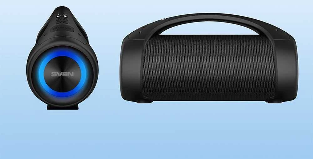 SVEN PS-370 2x20W; TWS; FM radio; AUX; USB/SD-card support;Atsparus vandeniui (IPx5); Lighting