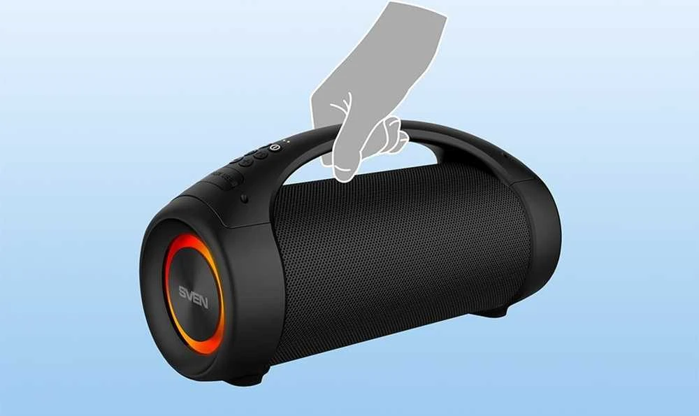 SVEN PS-370 2x20W; TWS; FM radio; AUX; USB/SD-card support;Atsparus vandeniui (IPx5); Lighting