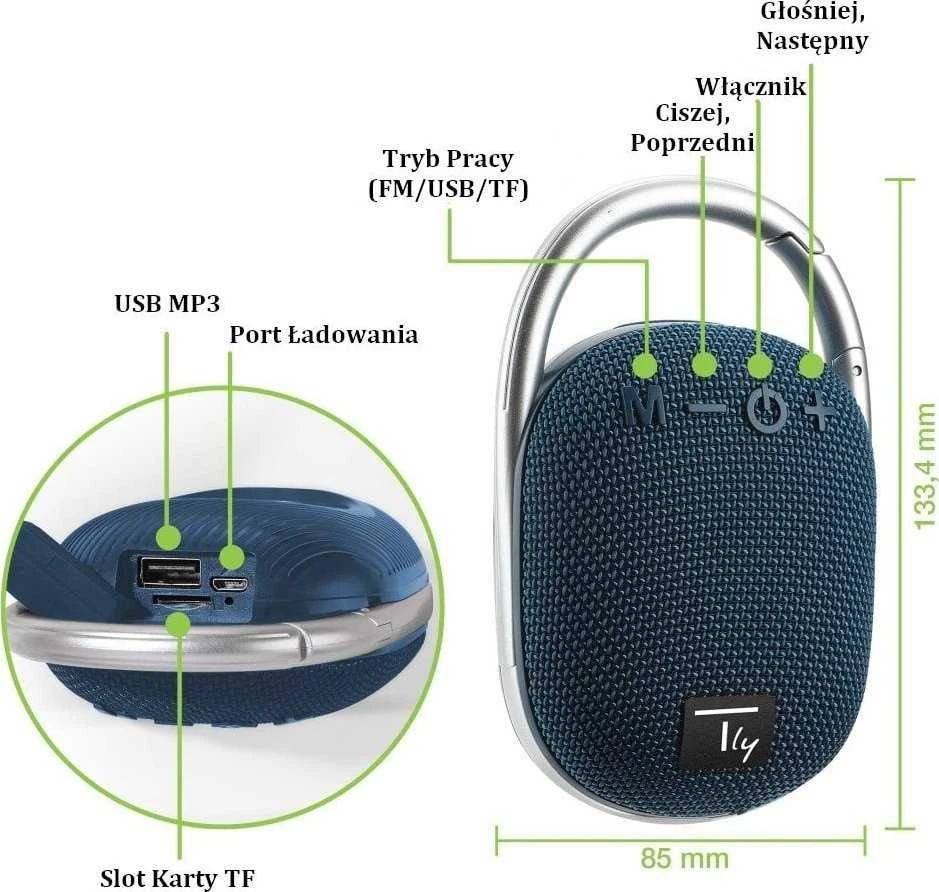 Nešiojamasis Garsiakalbis - Techly ICASBL321BL 5W Mėlynas