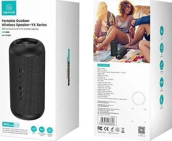 USAMS YX serijos „Bluetooth 5.0“ 10 W nešiojama lauko belaidė kolonėlė YX8YG01 (US-YX008)
