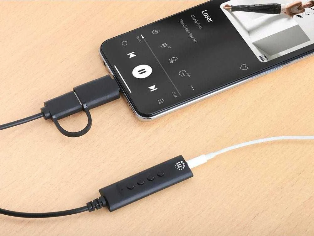 Manhattan USB-C garso adapteris su mygtukais