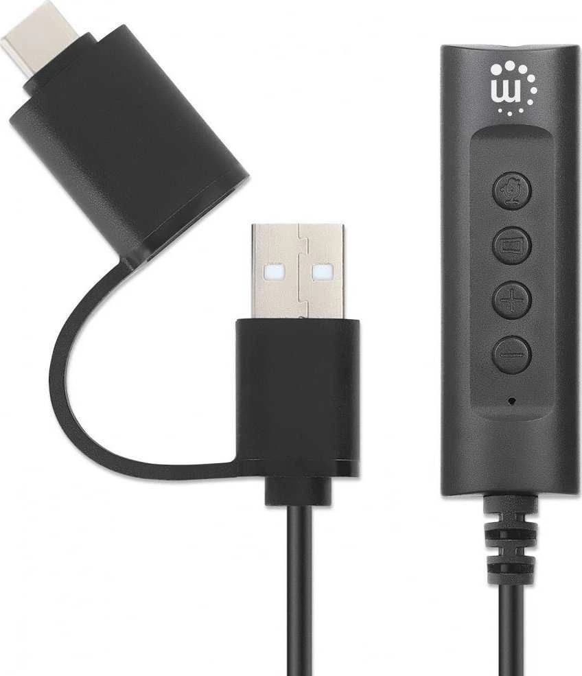 Manhattan Adapteris karta dźwiękowa USB-C/USB-A na Jack 3.5mm TRRS M/F