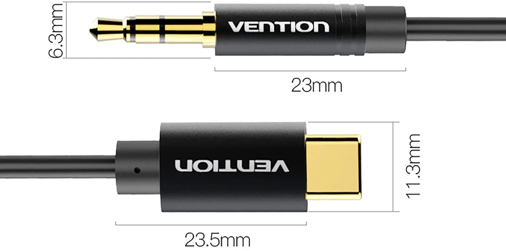 Garso laidas 3,5 mm į USB-C / 1,5 m, juodas BGABG VENTION