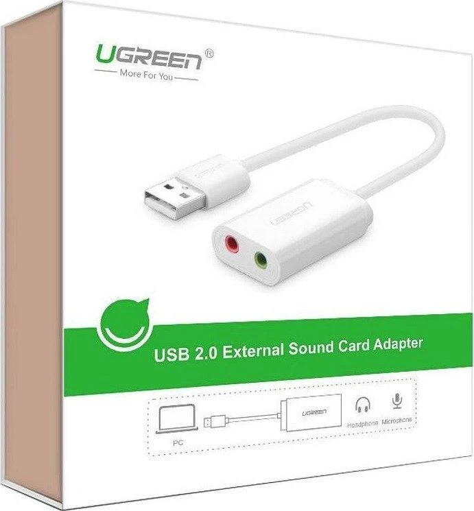 Išorinis USB garso adapteris UGREEN 15 cm - Baltas