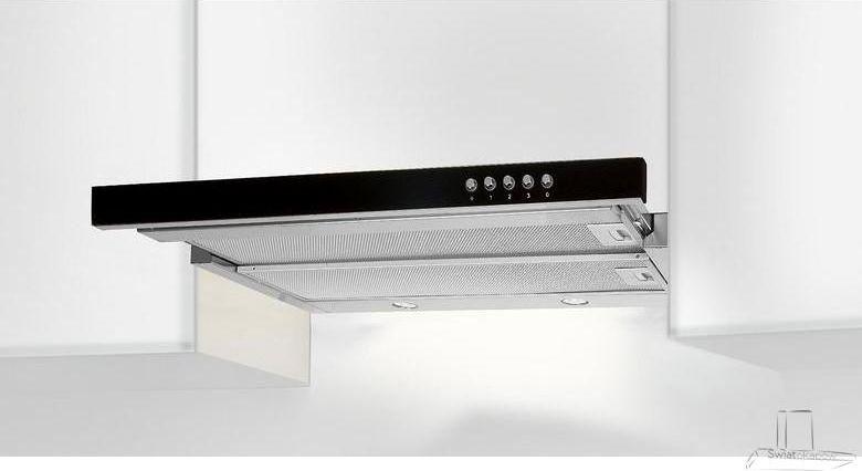 Gartraukis Stalčius AKPO WK-7 LIGHT GLASS 50 INOX JUODA (265,5 m3/h, 500mm, inox spalva)