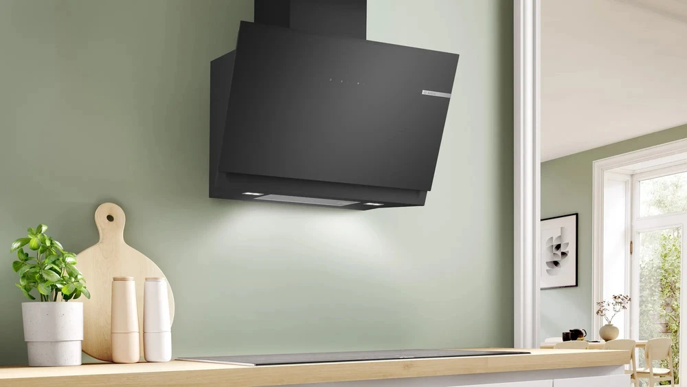 Bosch DWK81AN60 Serija 8, Prie sienos montuojamas gartraukis, 80 cm, skaidrus stiklas su juodu atspaudu, Juoda