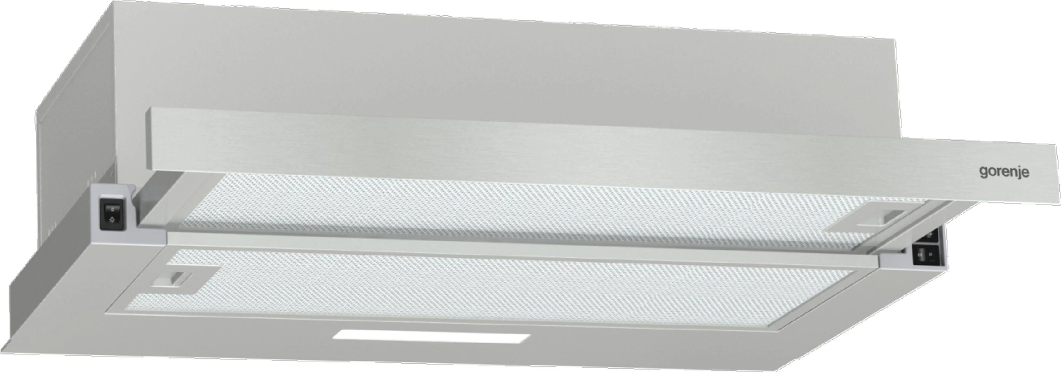 Gartraukis Gorenje | Gaubtas | TH60E3X | Teleskopinis | C energijos vartojimo efektyvumo klasė | Plotis 60 cm | 350 m³/h | Mechaninis valdymas | LED | Inox