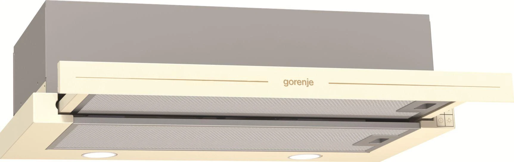 Gartraukis Gorenje | Gaubtas | BHP62CLI | Teleskopinis | C energijos vartojimo efektyvumo klasė | Plotis 60 cm | 435 m³/h | Mechaninis valdymas | LED | Dramblio kaulas